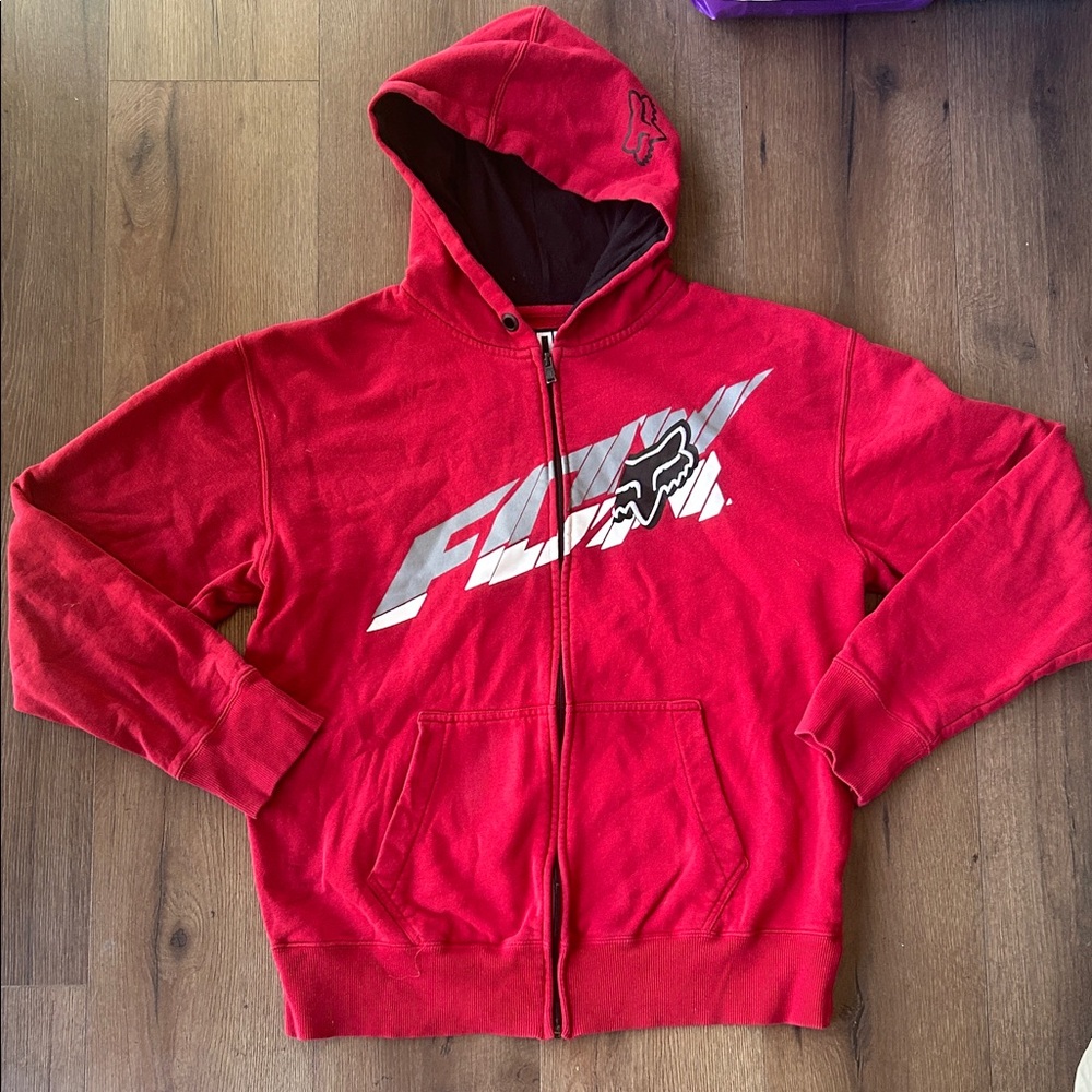 Fox Racing Red Zip-Up Hoodie with Logo !! Large
